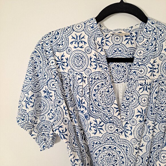 Fitzroy & Willa Blue White Boho Beach Coastal Babydoll Dress - Picture 3 of 9